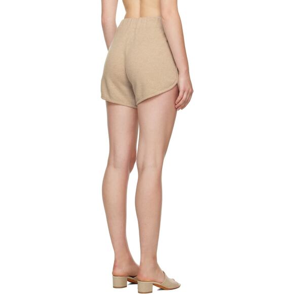 Lisa Yang Kiyo Tonal Track 100% Cashmere Sweater Shorts Sz 1 Small Medium Sand - Picture 2 of 11